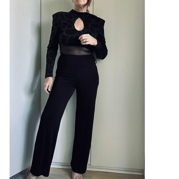 Vintage 90s Cache Jumpsuit Animal Print Size 6 Brown Sexy Open Back Catsuit USA - Picture 1 of 9